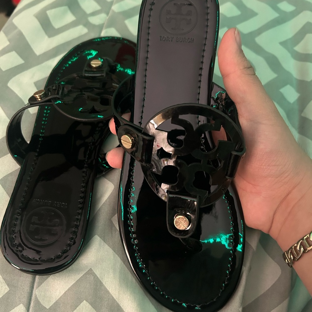 Tory Burch Black Sandals patent